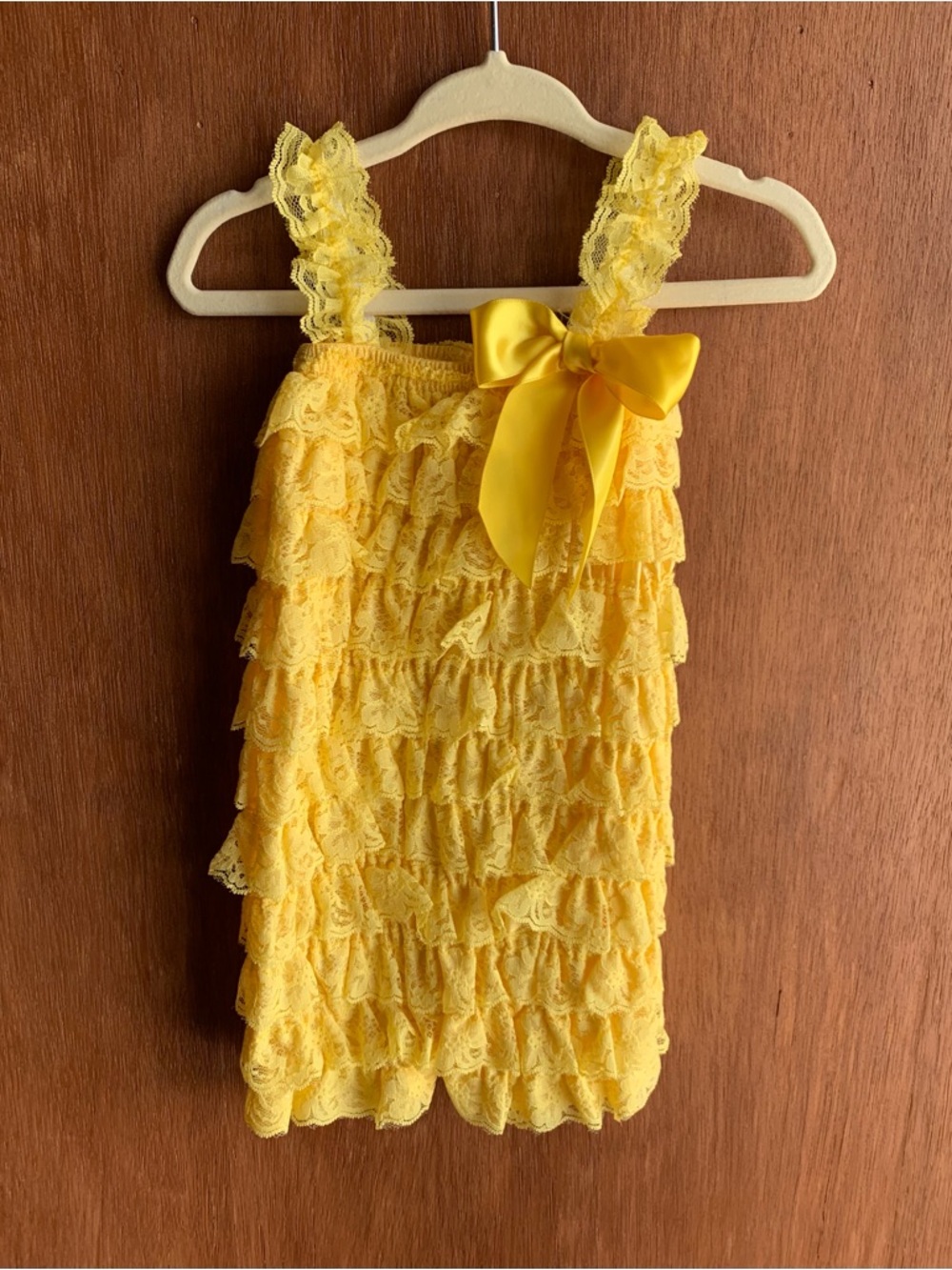 Yellow Lace Ruffle Romper